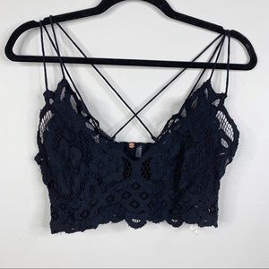 Free People Adella Black Lace Bralette